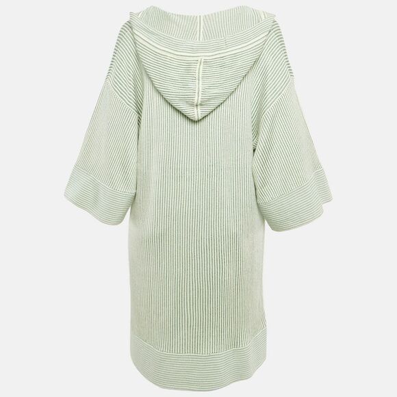 Zimmermann Green/white Acacia Stripe Knit Hooded Mini Dress L - Picture 2 of 7